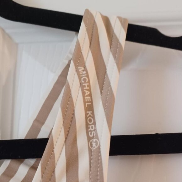 EUC MICHAEL Michael Kors Logo Striped Cropped Bikini Top Size Medium - Picture 2 of 7